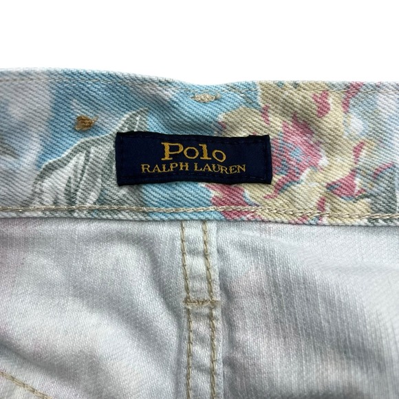 Polo Ralph Lauren Shorts Womens Size 28 Blue‎ Pink Floral Denim Cutoff - Picture 3 of 10